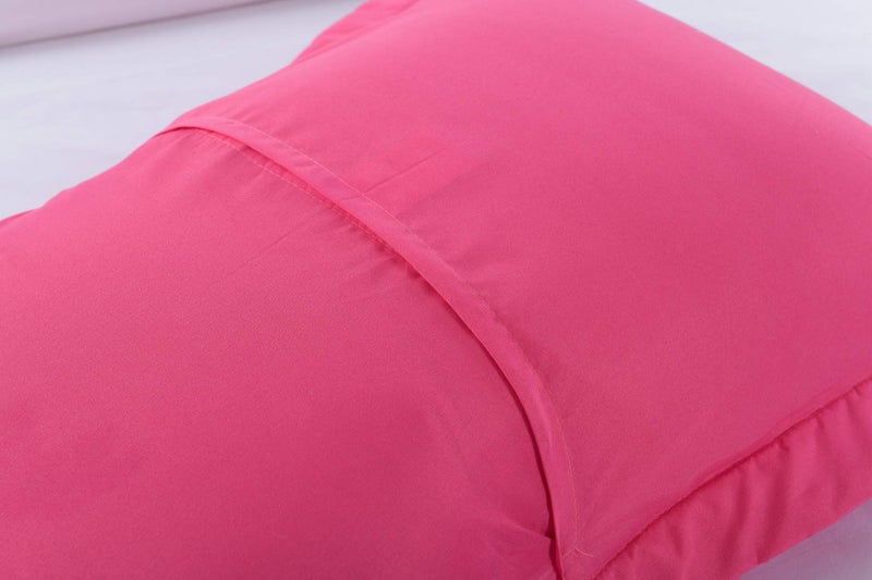 MarCielo 2-Piece Embroidered Pillow Shams, King Decorative Microfiber Pillow Covers Set, King Size (Hot Pink) - Image 4